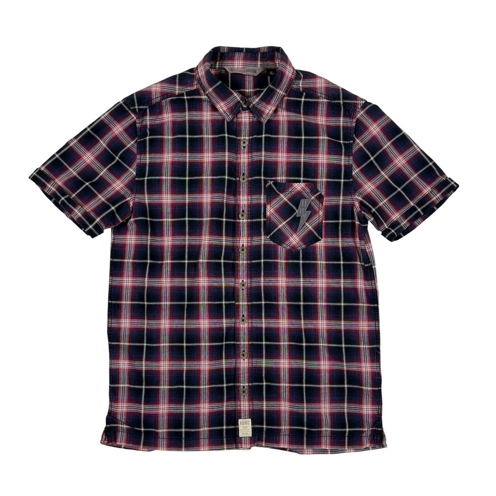 Harley Davidson‎ Plaid Button Up Shirt Short Sleeve Biker Grunge